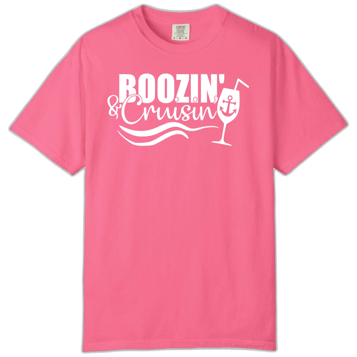 Boozin' & Cruising Nautical Comfort Colors Tee in Crunchberry