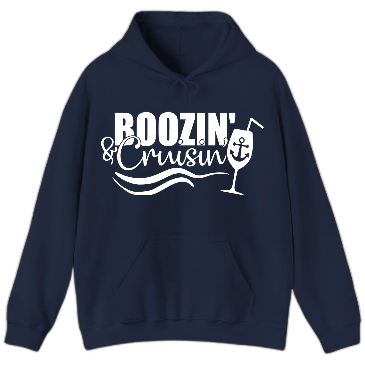 Boozin' & Cruising Nautical Cruise Hoodie in Navy