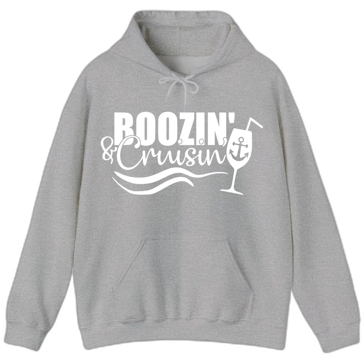 Boozin' & Cruising Nautical Cruise Hoodie in Sport Grey