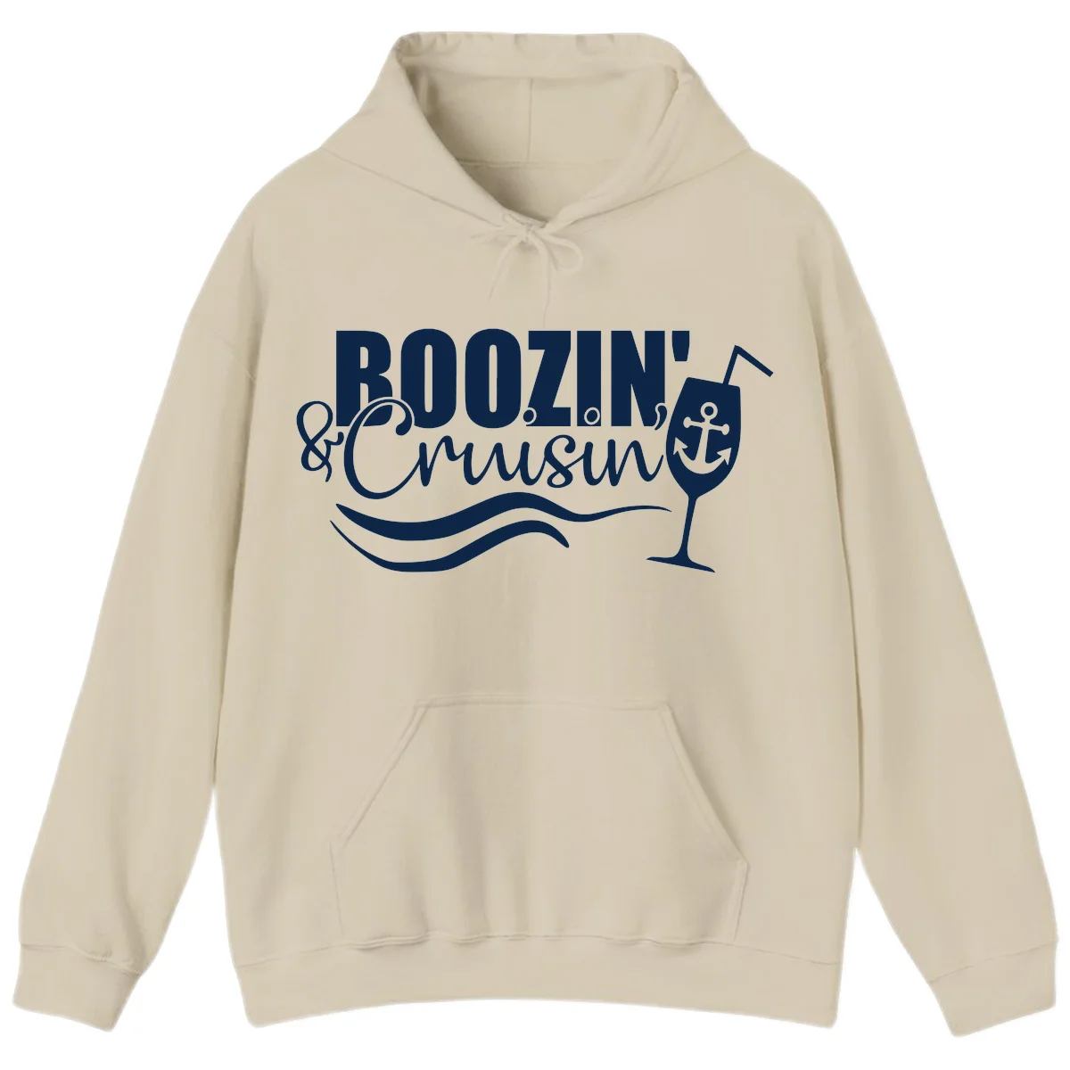 Boozin' & Cruising Nautical Cruise Hoodie in Sand