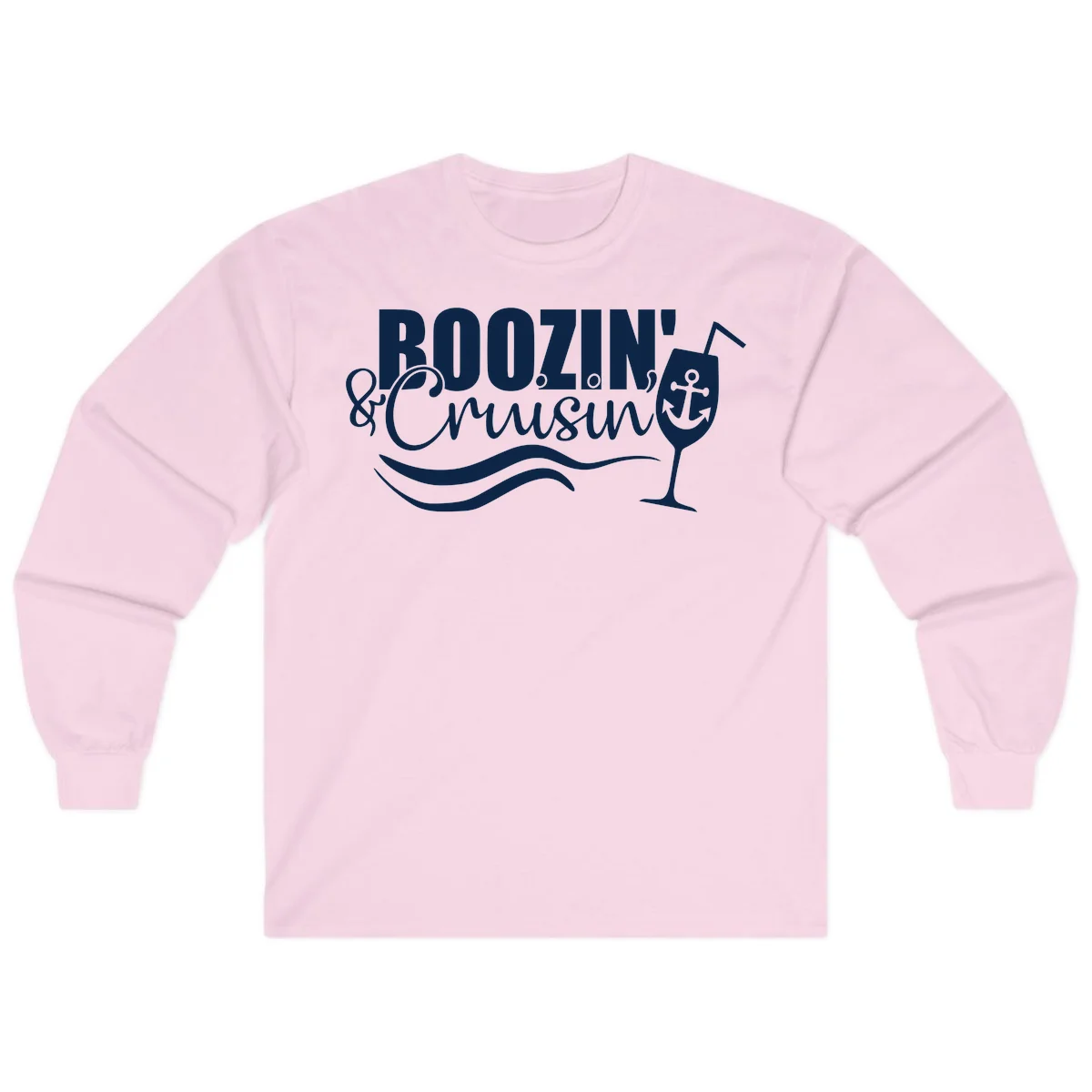 Boozin' & Cruising Nautical Long Sleeve Cruise Tee in Light Pink