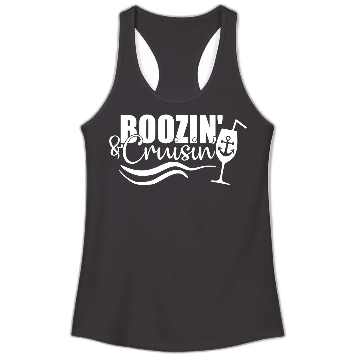 Boozin' & Cruising Nautical Ladies Tank Top in Black