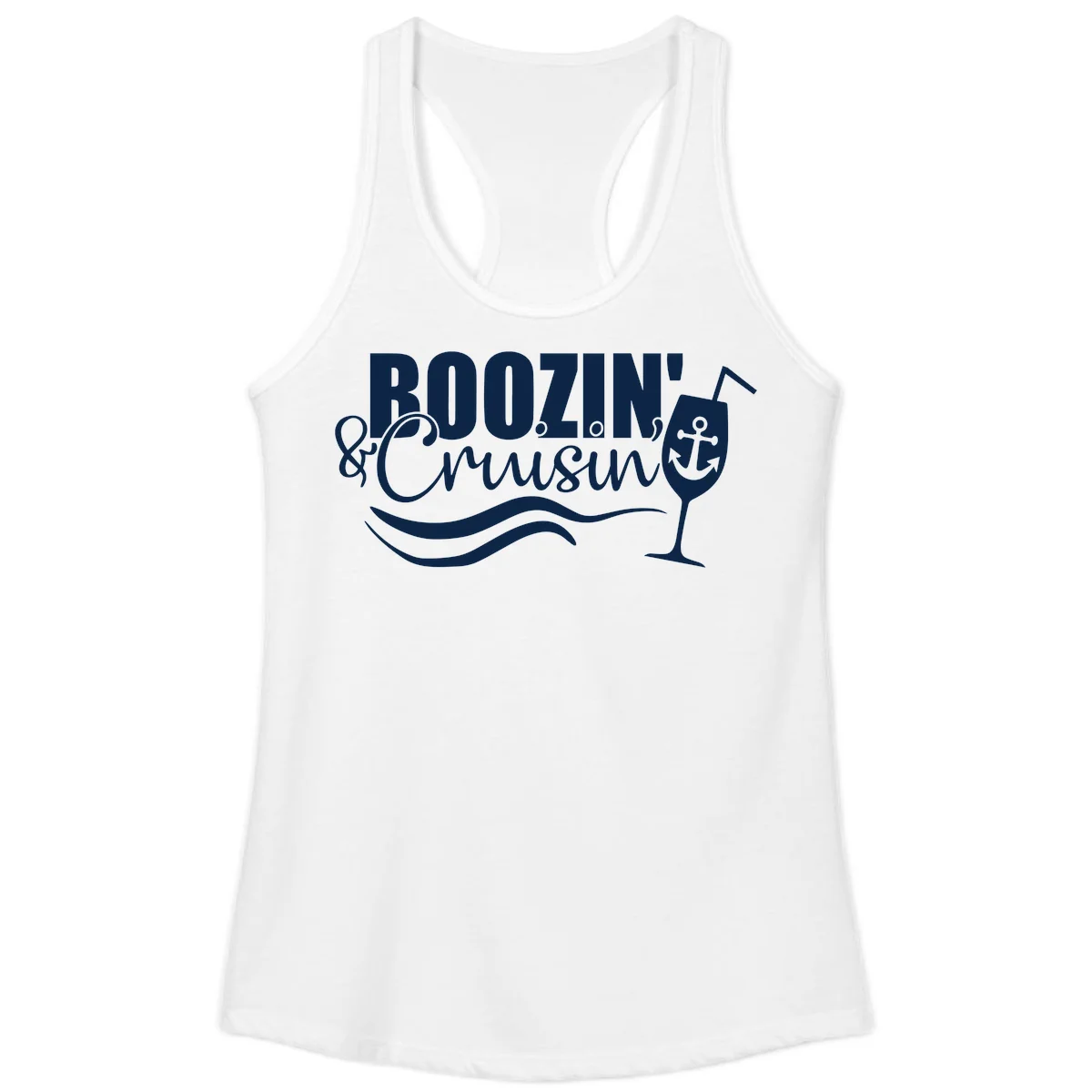 Boozin' & Cruising Nautical Ladies Tank Top in White