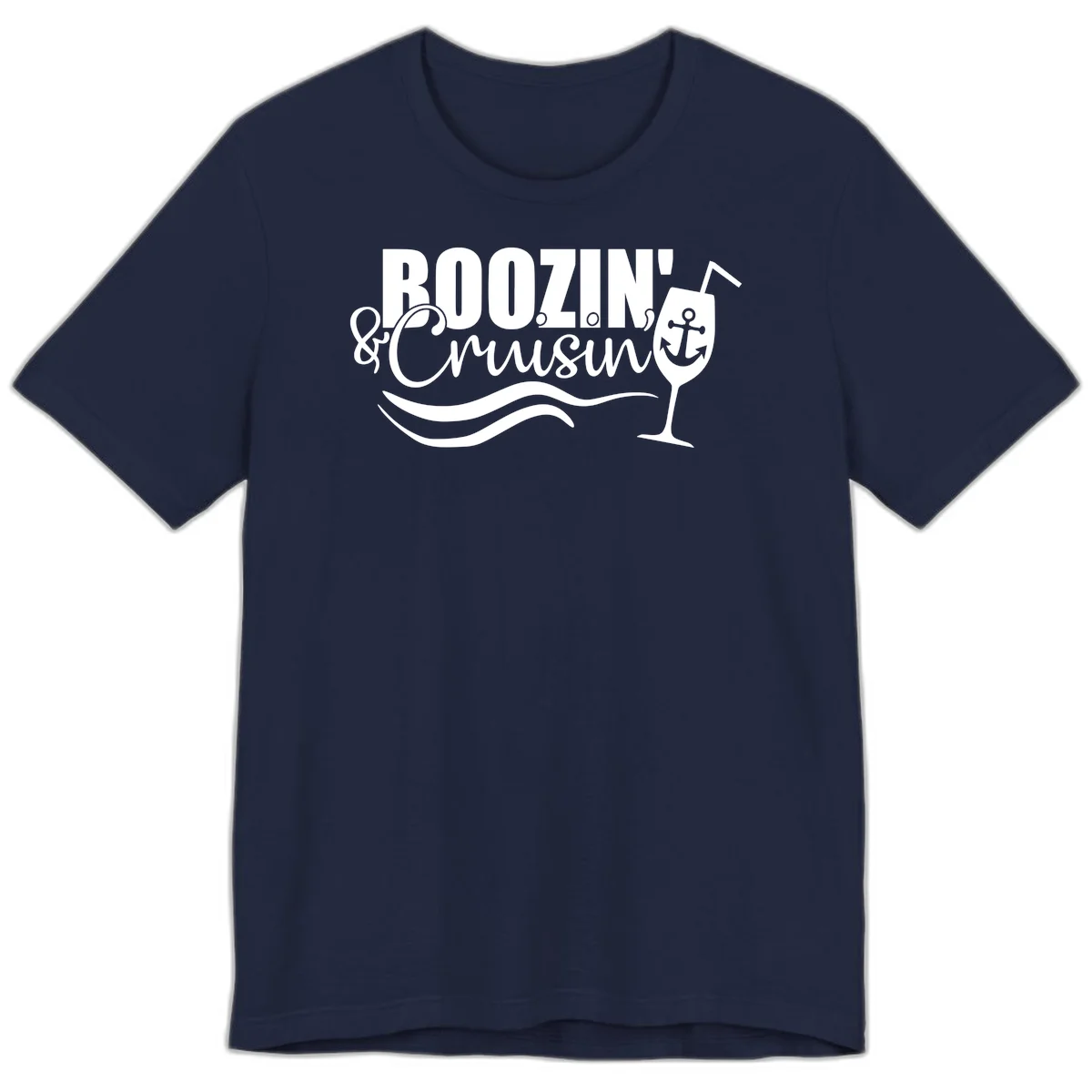 Boozin' & Cruising Nautical Premium Cruise Tee in Navy