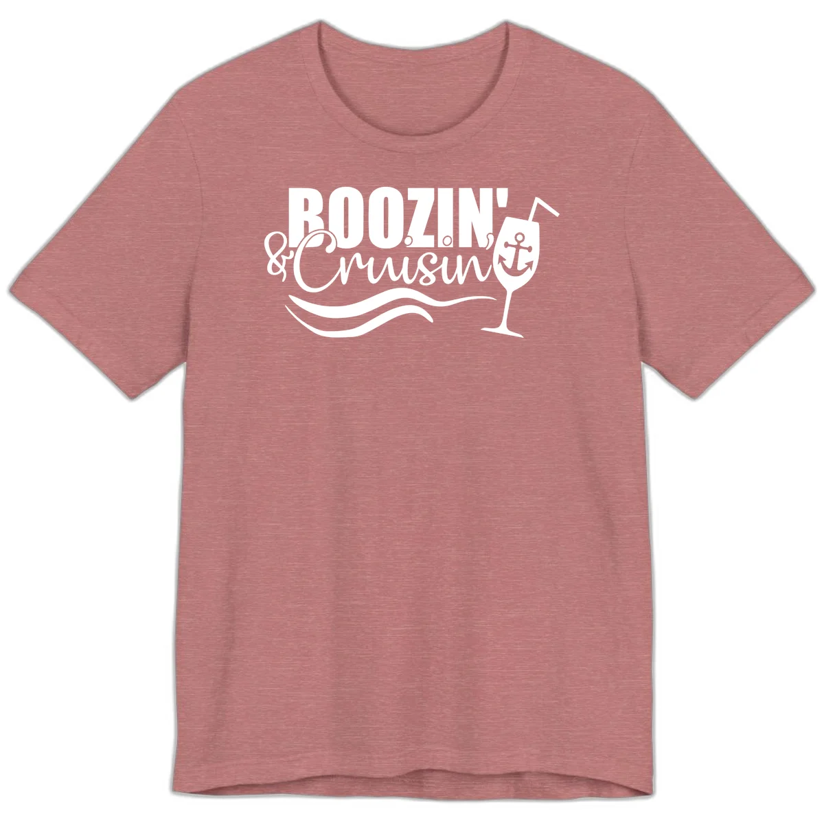 Boozin' & Cruising Nautical Premium Cruise Tee in Heather Mauve