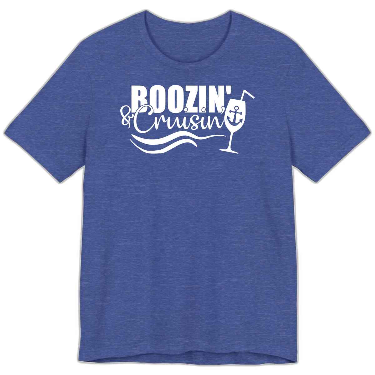 Boozin' & Cruising Nautical Premium Cruise Tee in Heather True Royal