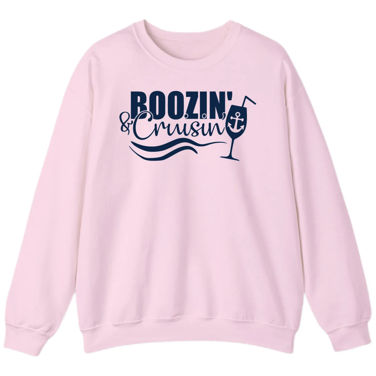 Boozin' & Cruising Nautical Cruise Sweatshirt in Light Pink