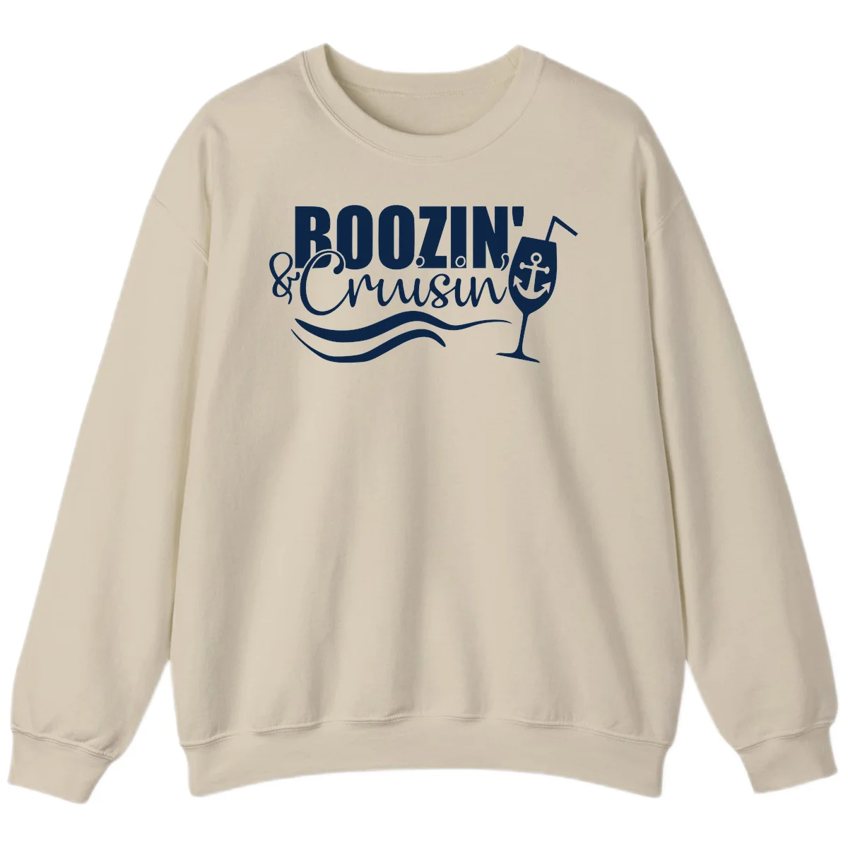 Boozin' & Cruising Nautical Cruise Sweatshirt in Sand