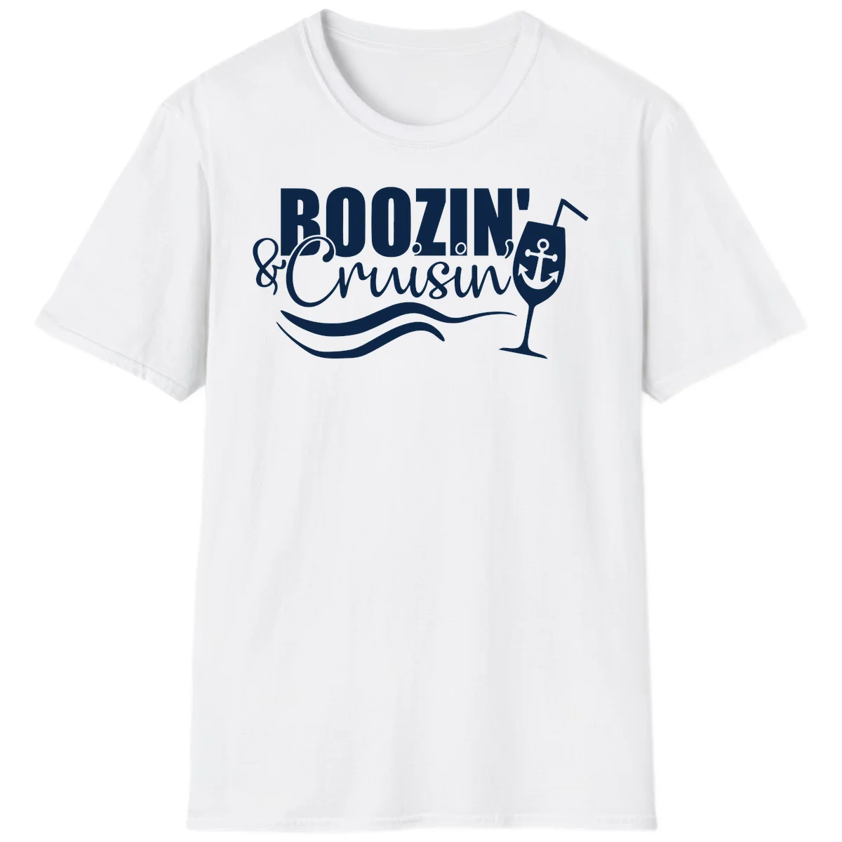 Boozin' & Cruising Nautical Fun Cruise Vacation T-Shirt in White