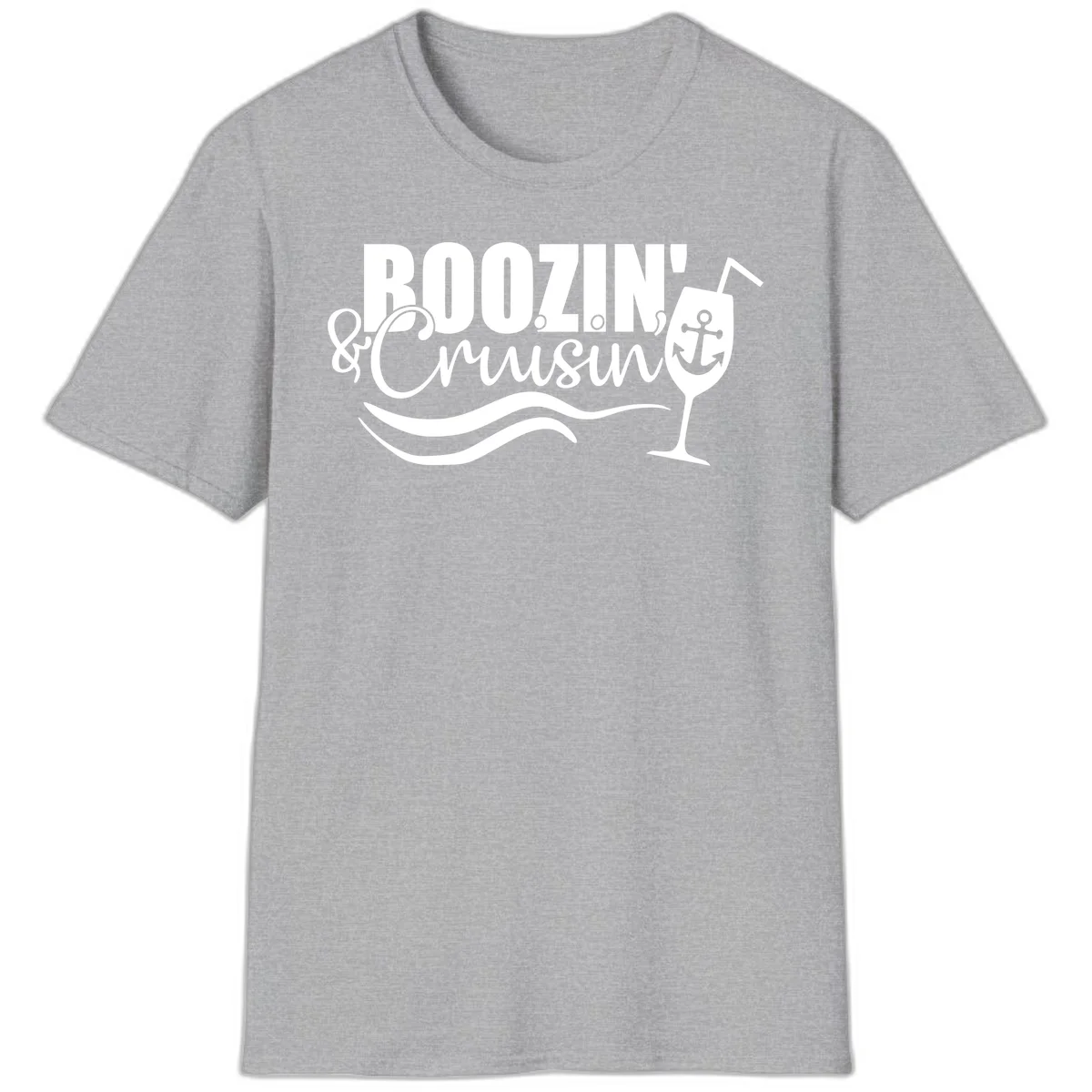 Boozin' & Cruising Nautical Fun Cruise Vacation T-Shirt in Sport Grey