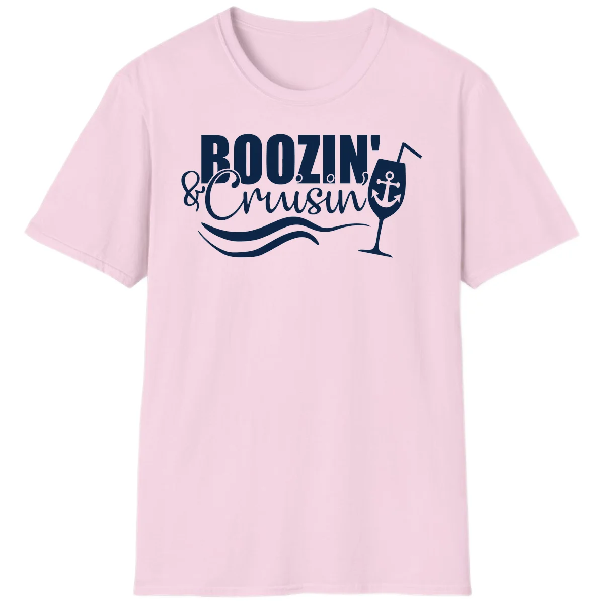 Boozin' & Cruising Nautical Fun Cruise Vacation T-Shirt in Light Pink