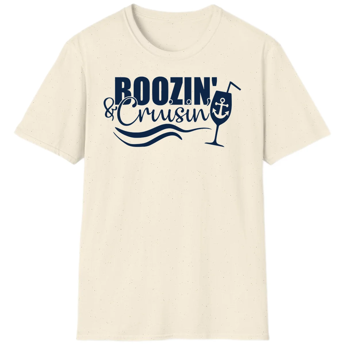 Boozin' & Cruising Nautical Fun Cruise Vacation T-Shirt in Natural