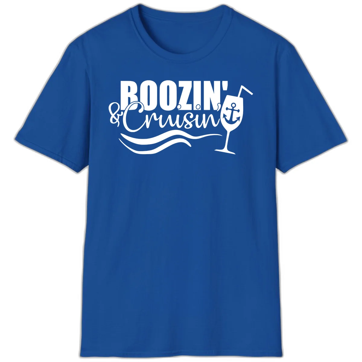 Boozin' & Cruising Nautical Fun Cruise Vacation T-Shirt in Royal