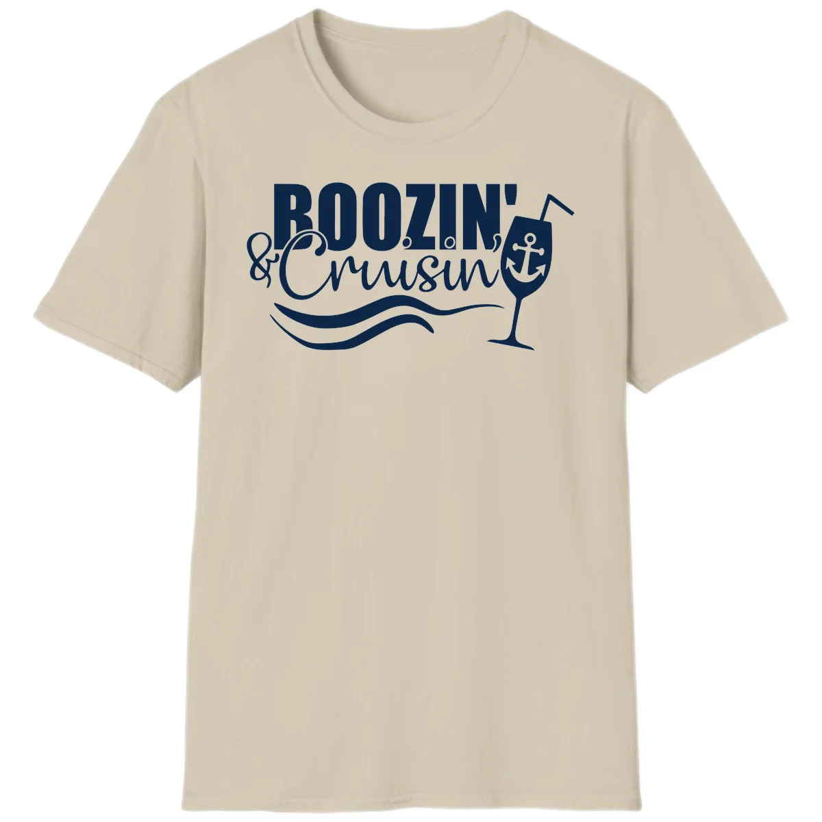 Boozin' & Cruising Nautical Fun Cruise Vacation T-Shirt in Sand