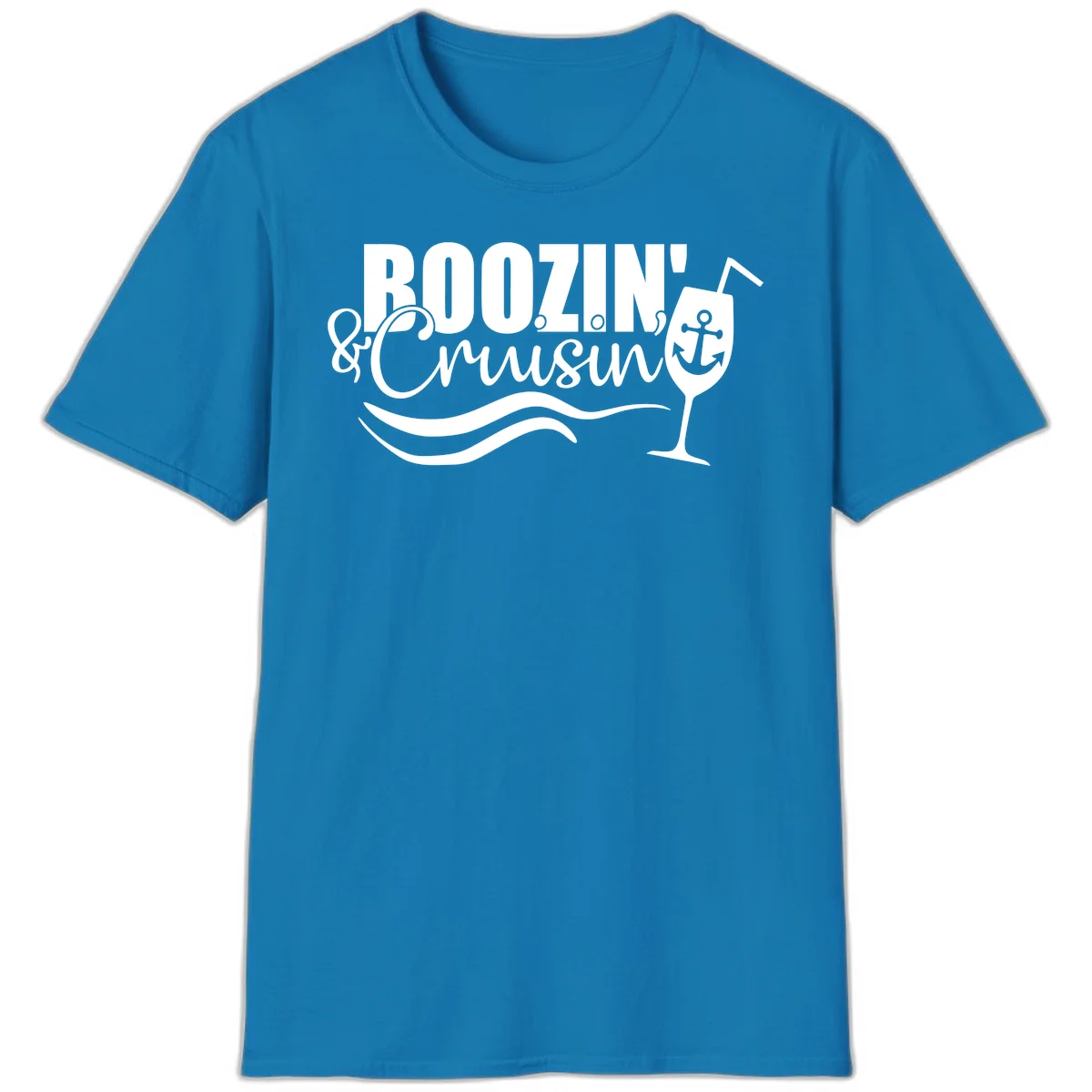 Boozin' & Cruising Nautical Fun Cruise Vacation T-Shirt in Sapphire