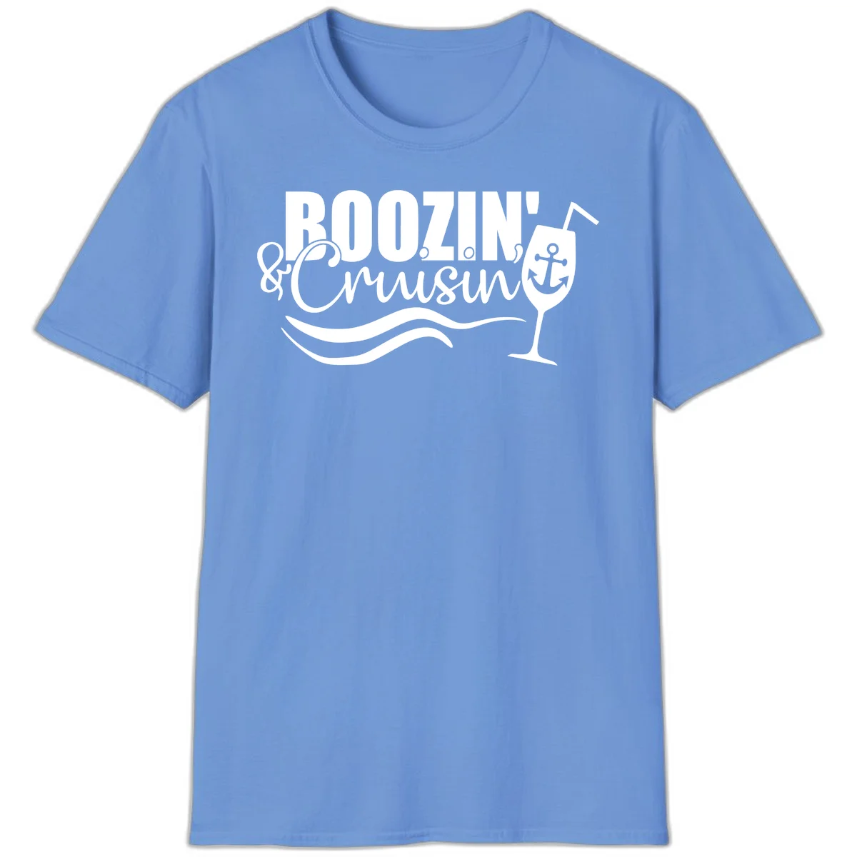 Boozin' & Cruising Nautical Fun Cruise Vacation T-Shirt in Carolina Blue