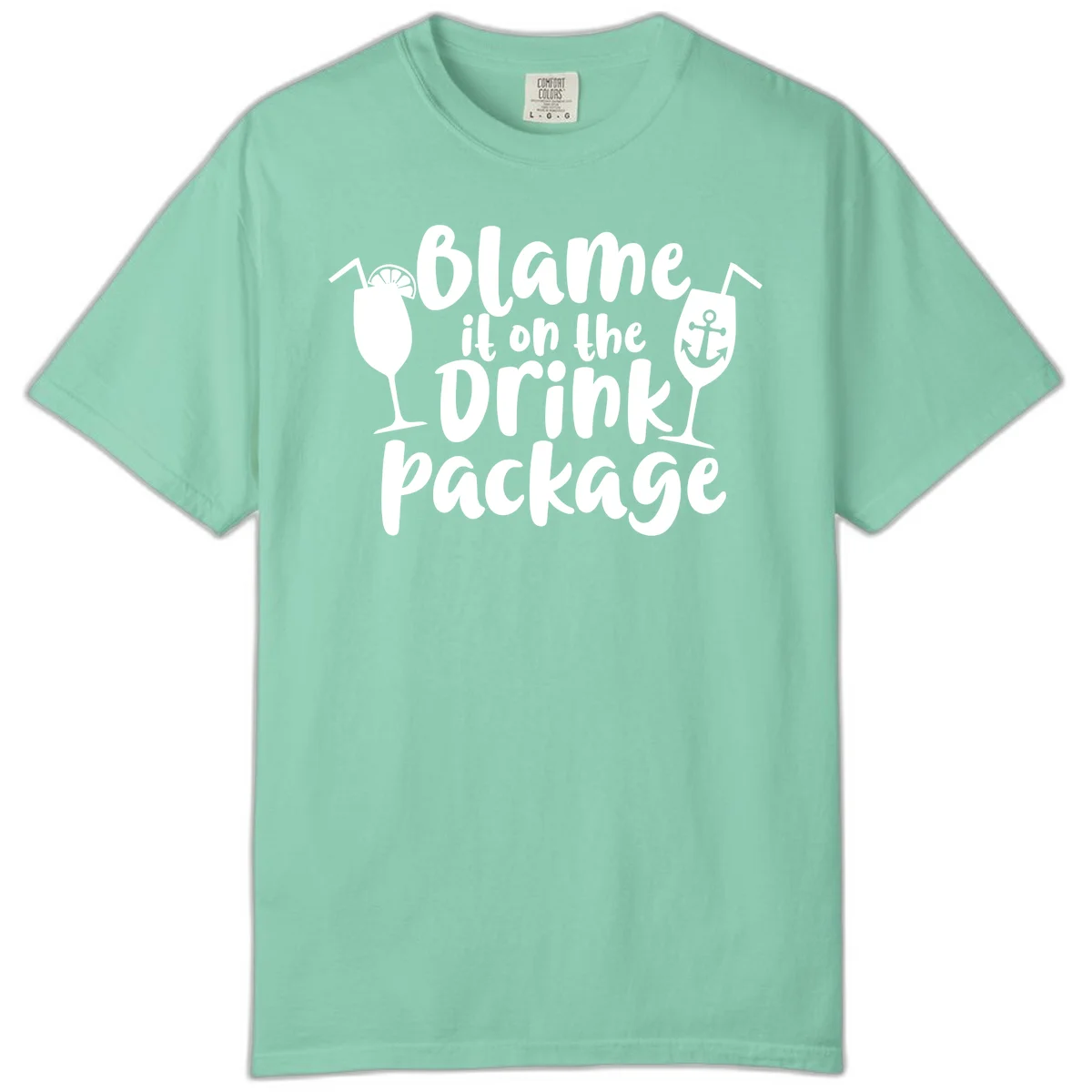Blame It On The Drink Package Comfort Color Tee in Island Reef