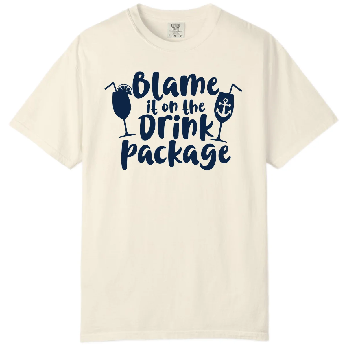 Blame It On The Drink Package Comfort Color Tee in Ivory