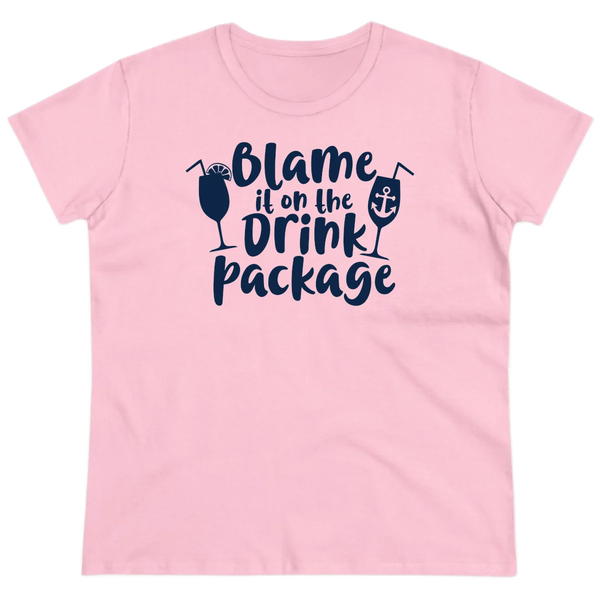 Blame It On The Drink Package Ladies Tee in Light Pink
