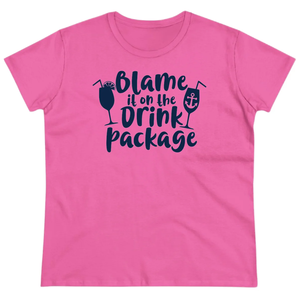 Blame It On The Drink Package Ladies Tee in Azalea