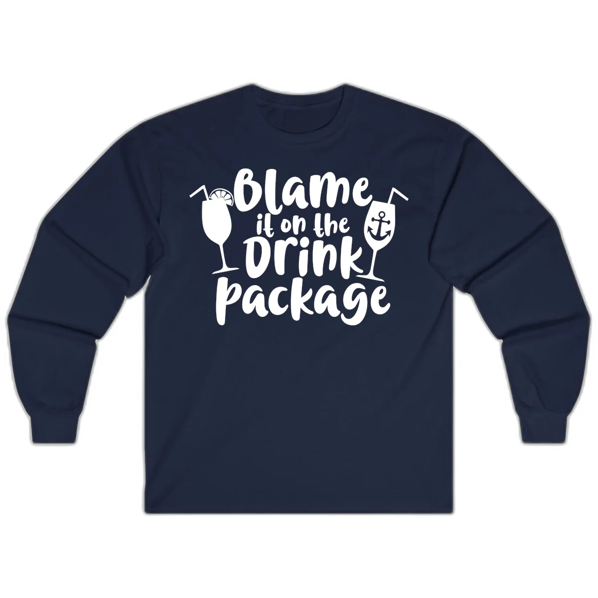 Blame It On The Drink Package Long Sleeve in Navy