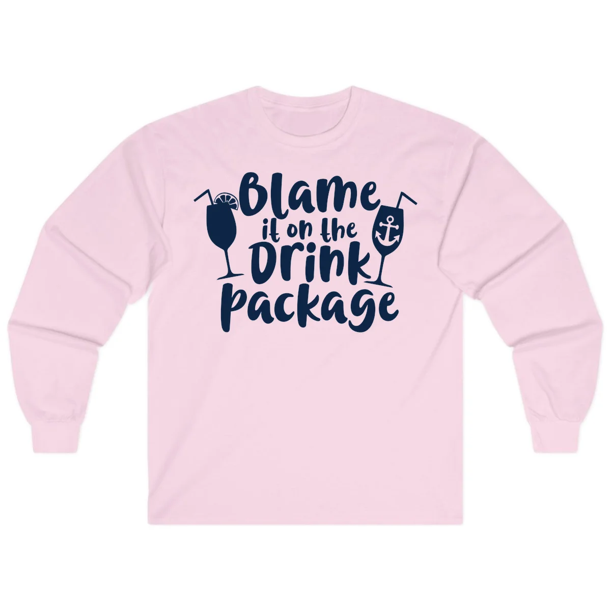 Blame It On The Drink Package Long Sleeve in Light Pink