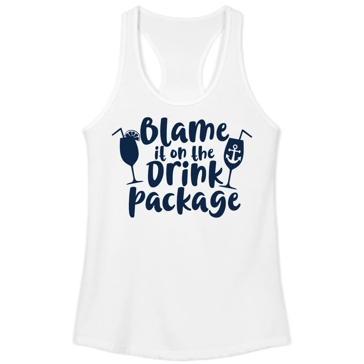 Blame It On The Drink Package Ladies Tank in White