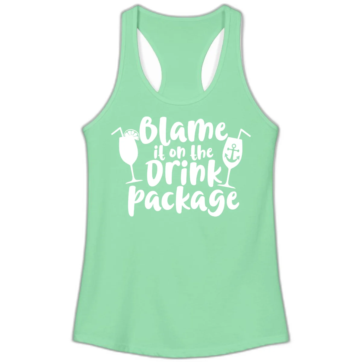 Blame It On The Drink Package Ladies Tank in Solid Mint