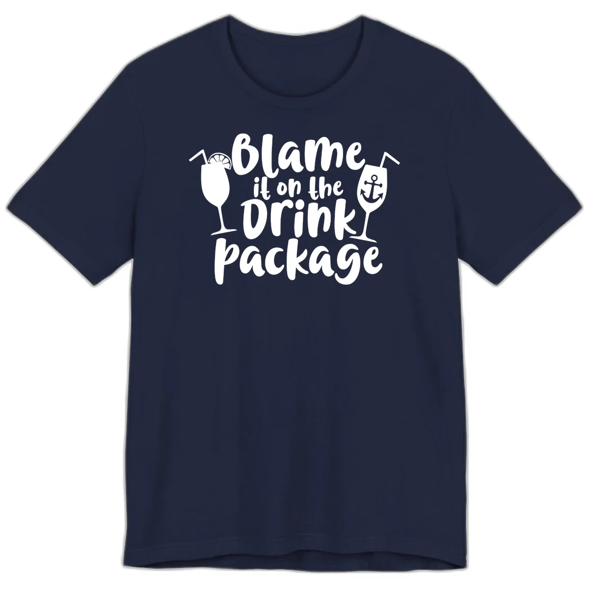 Blame It On The Drink Package Premium T-Shirt in Navy