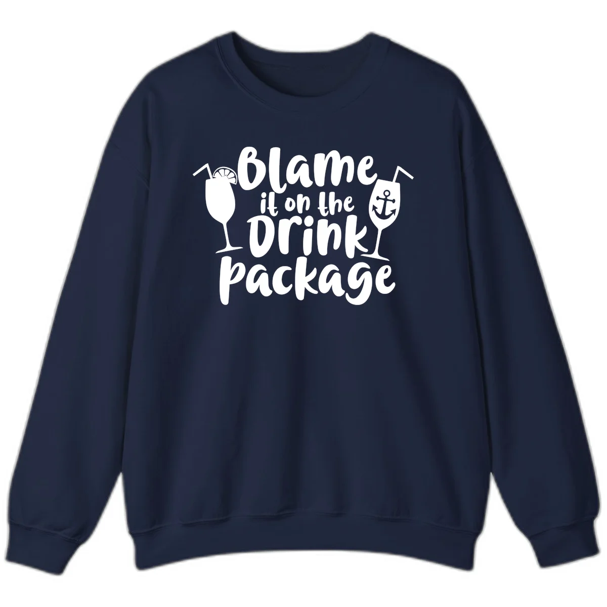 Blame It On The Drink Package Sweatshirt in Navy