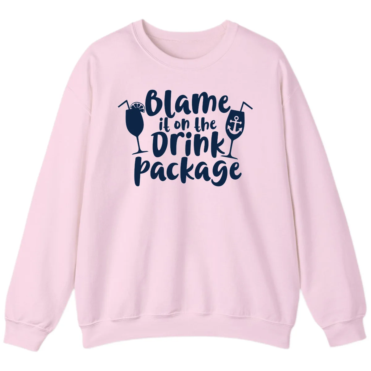 Blame It On The Drink Package Sweatshirt in Light Pink