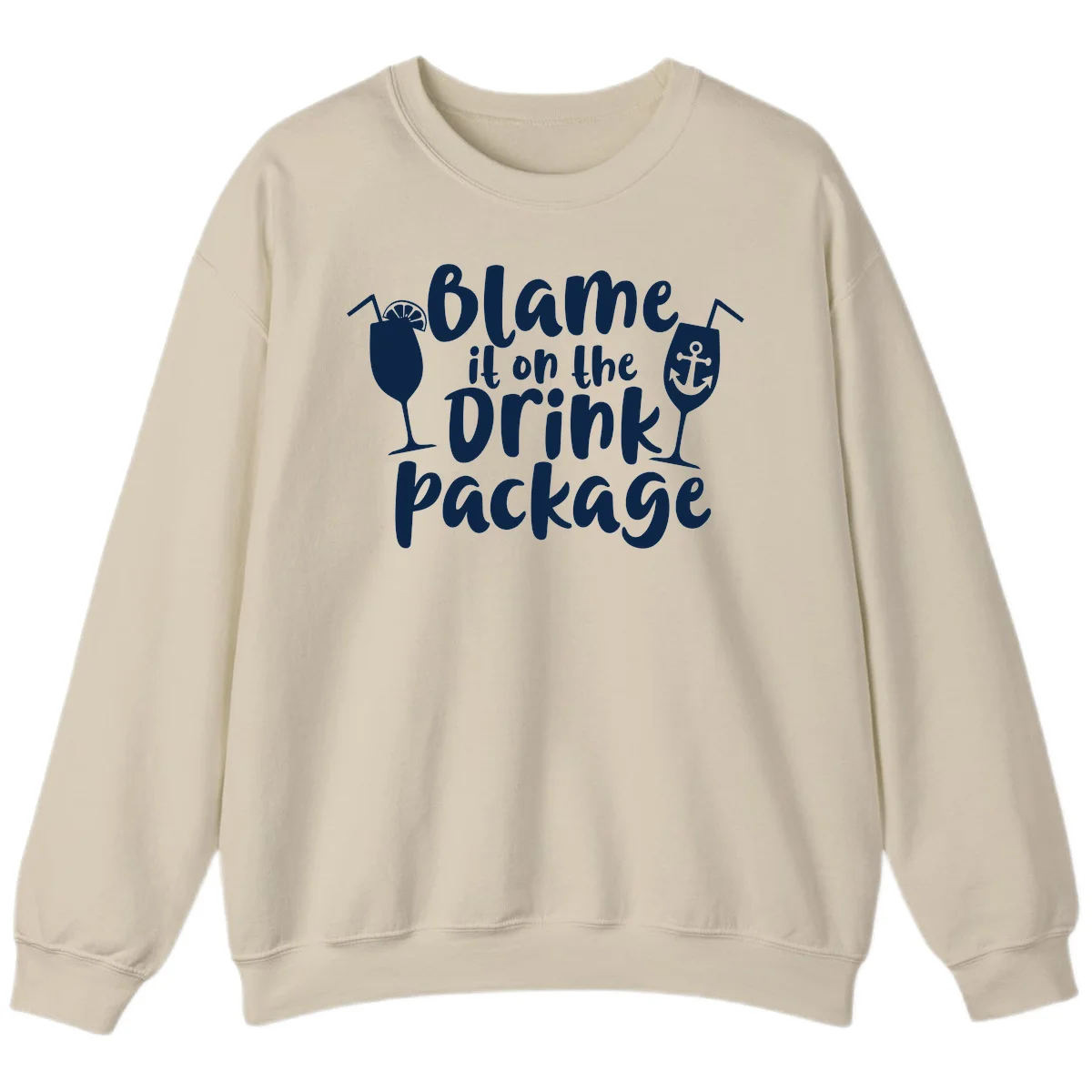 Blame It On The Drink Package Sweatshirt in Sand