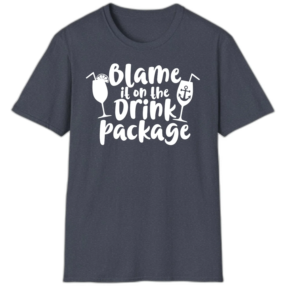 Blame It On The Drink Package T-Shirt in Heather Navy