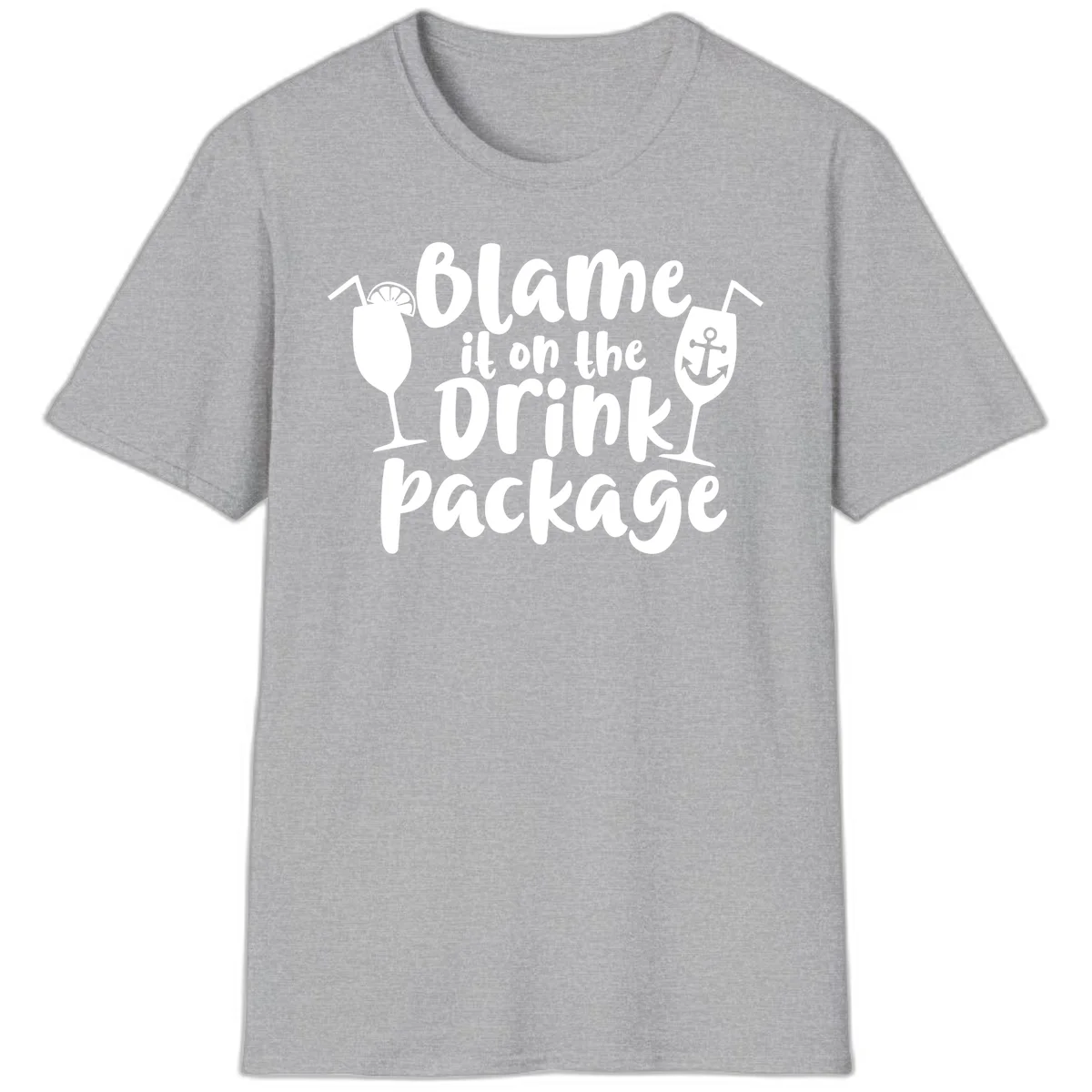Blame It On The Drink Package T-Shirt in Sport Grey