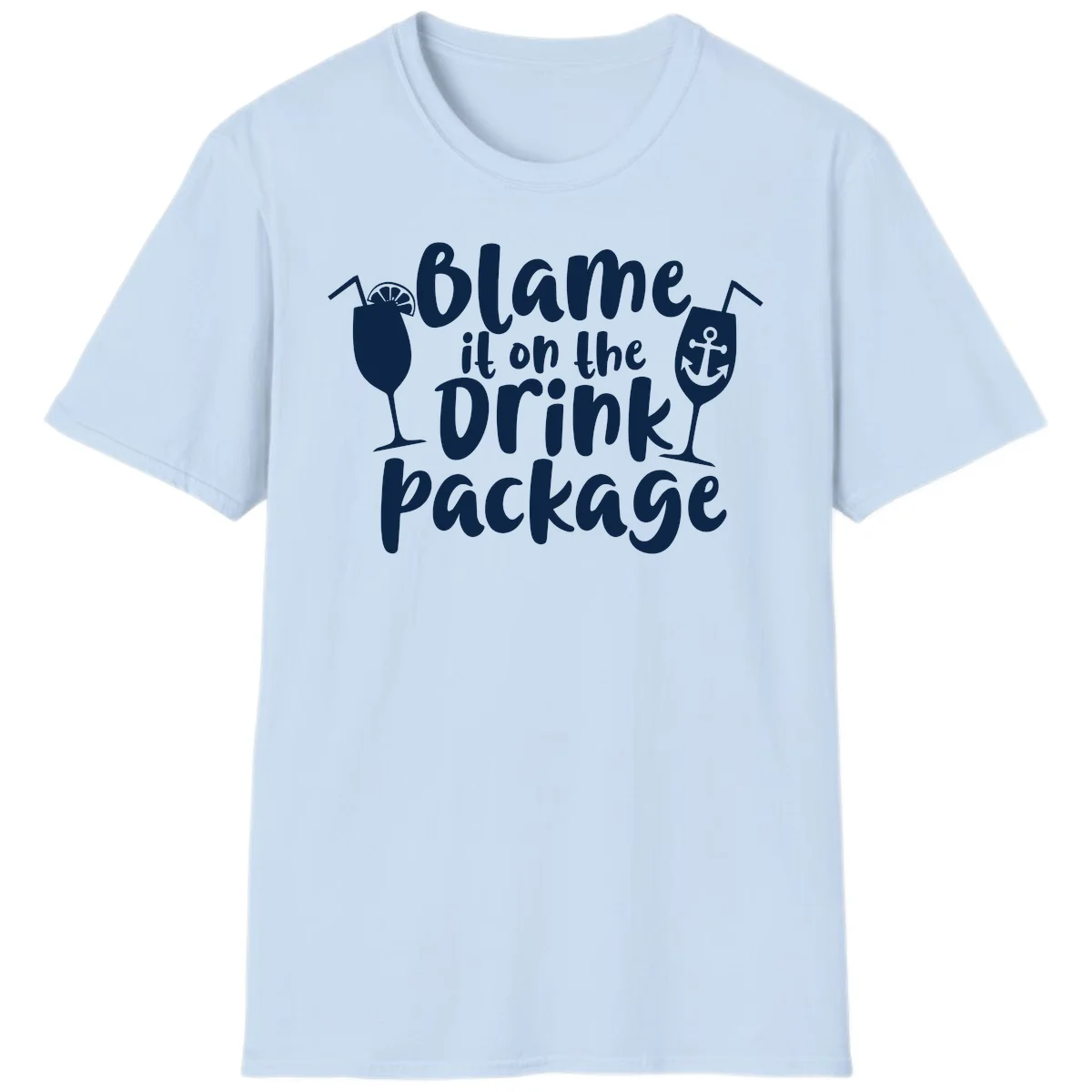 Blame It On The Drink Package T-Shirt in Light Blue
