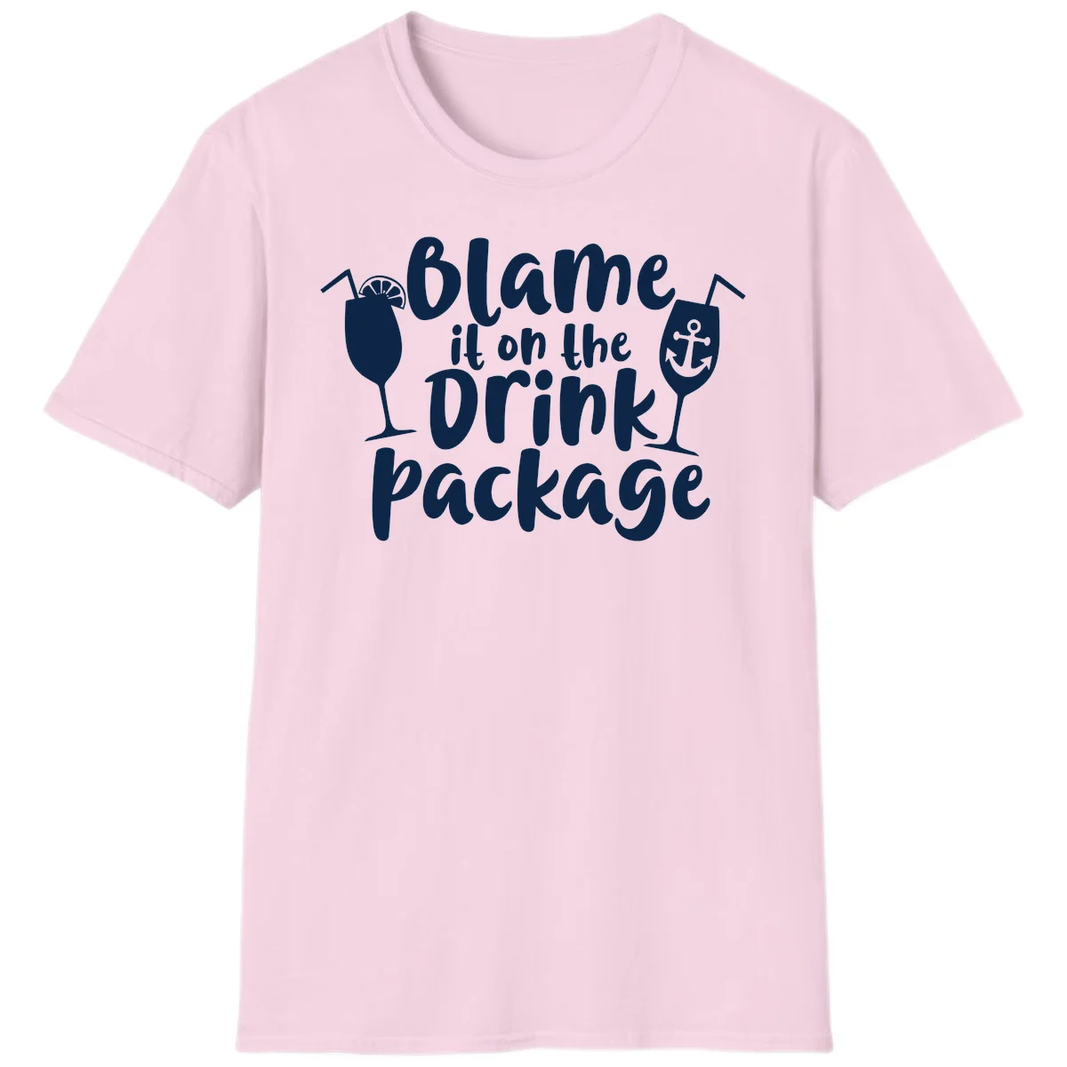 Blame It On The Drink Package T-Shirt in Light Pink