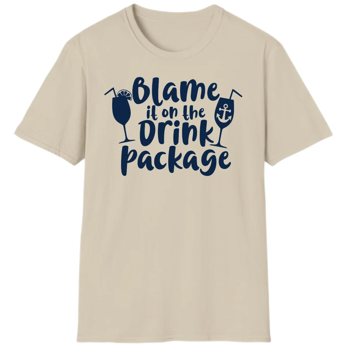 Blame It On The Drink Package T-Shirt in Sand