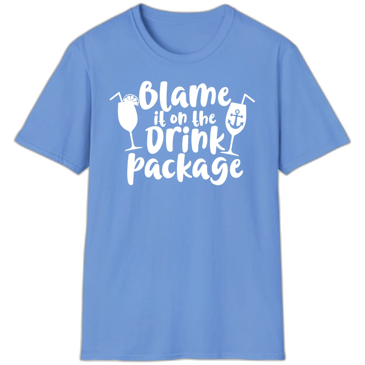 Blame It On The Drink Package T-Shirt in Carolina Blue