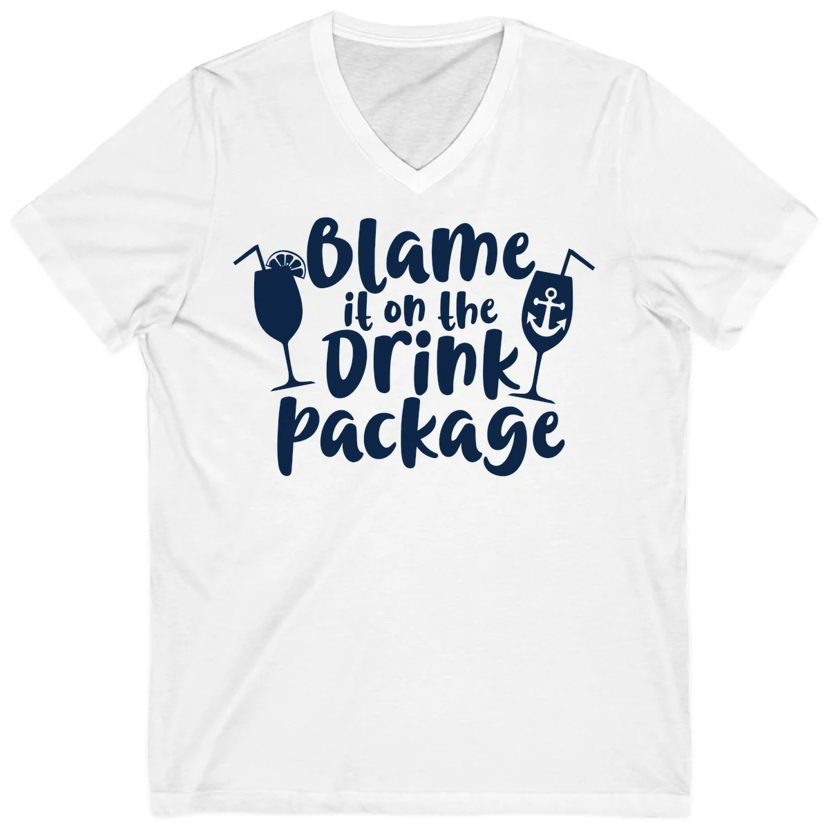 Blame It On The Drink Package V-Neck in White