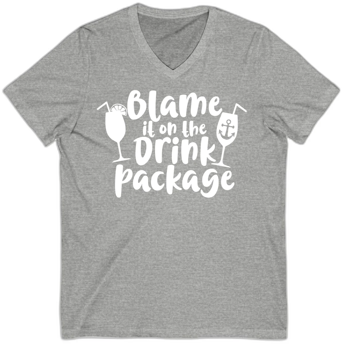 Blame It On The Drink Package V-Neck in Athletic Heather