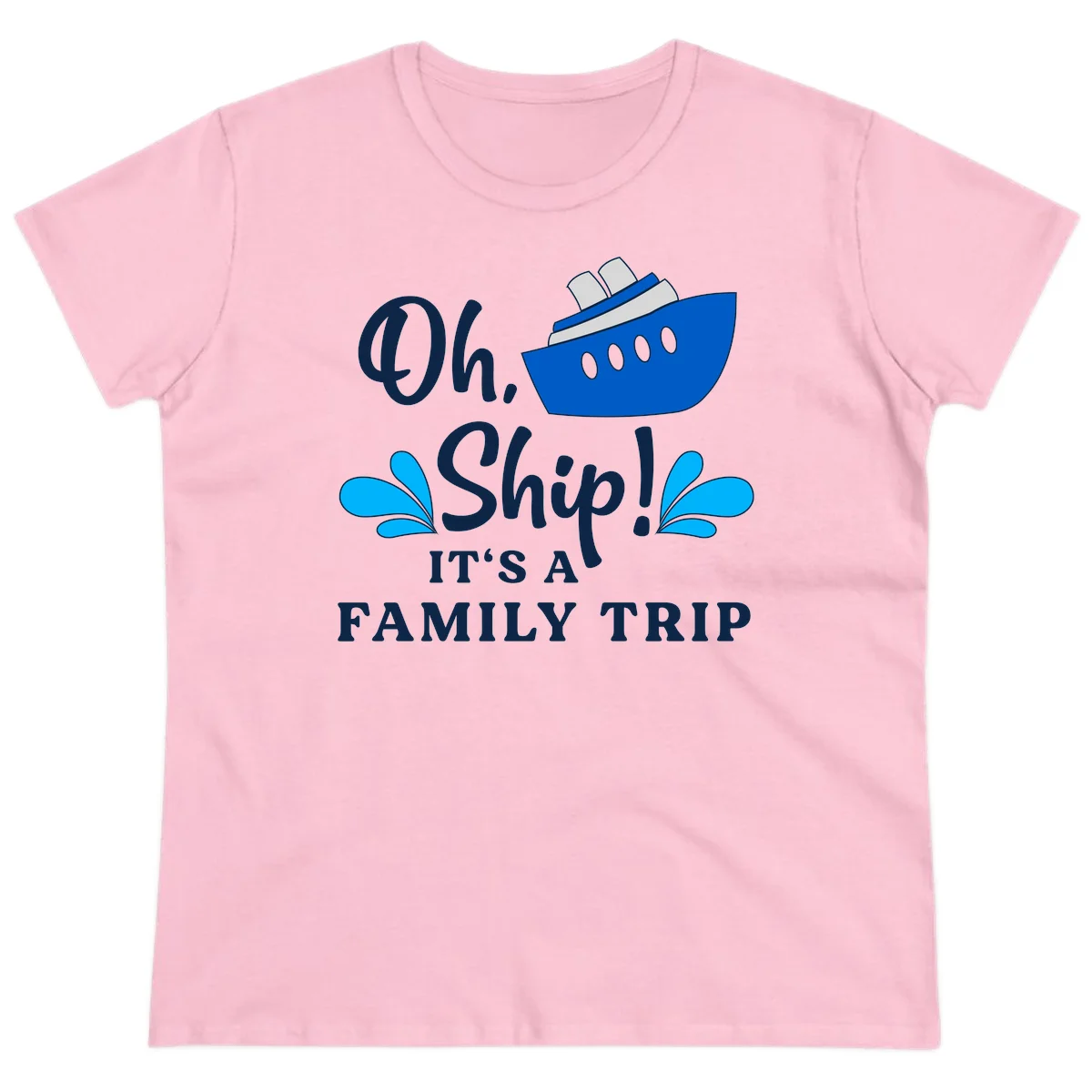 Oh Ship It's A Family Trip Ladies Tee in Light Pink