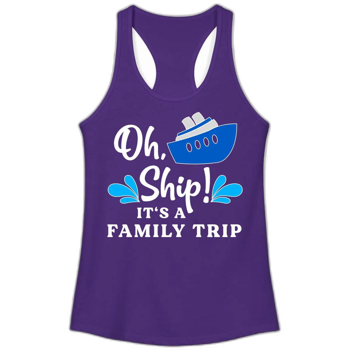Oh Ship It's A Family Trip Ladies Tank in Solid Purple Rush