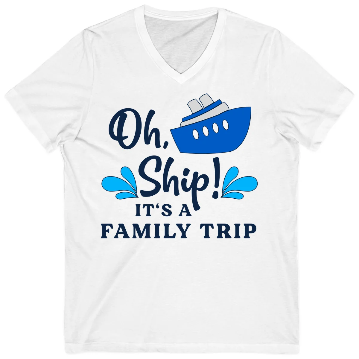 Oh Ship It's A Family Trip V-Neck in White