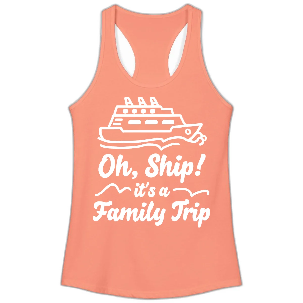 Oh Ship Family Trip Ladies Tank in Solid Light Orange