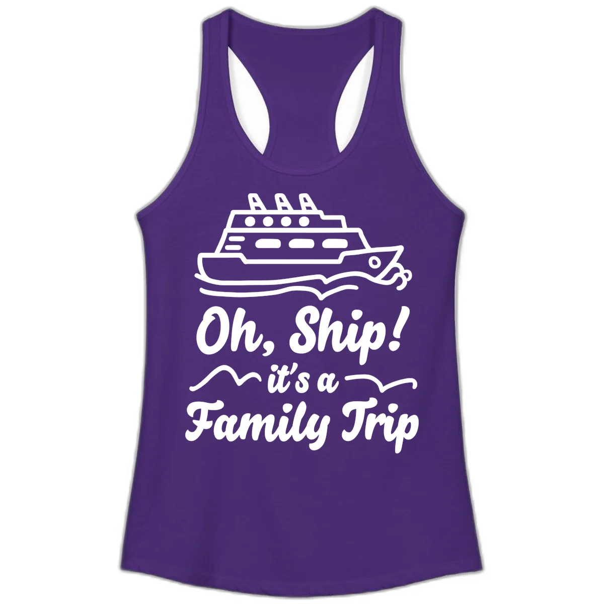 Oh Ship Family Trip Ladies Tank in Solid Purple Rush