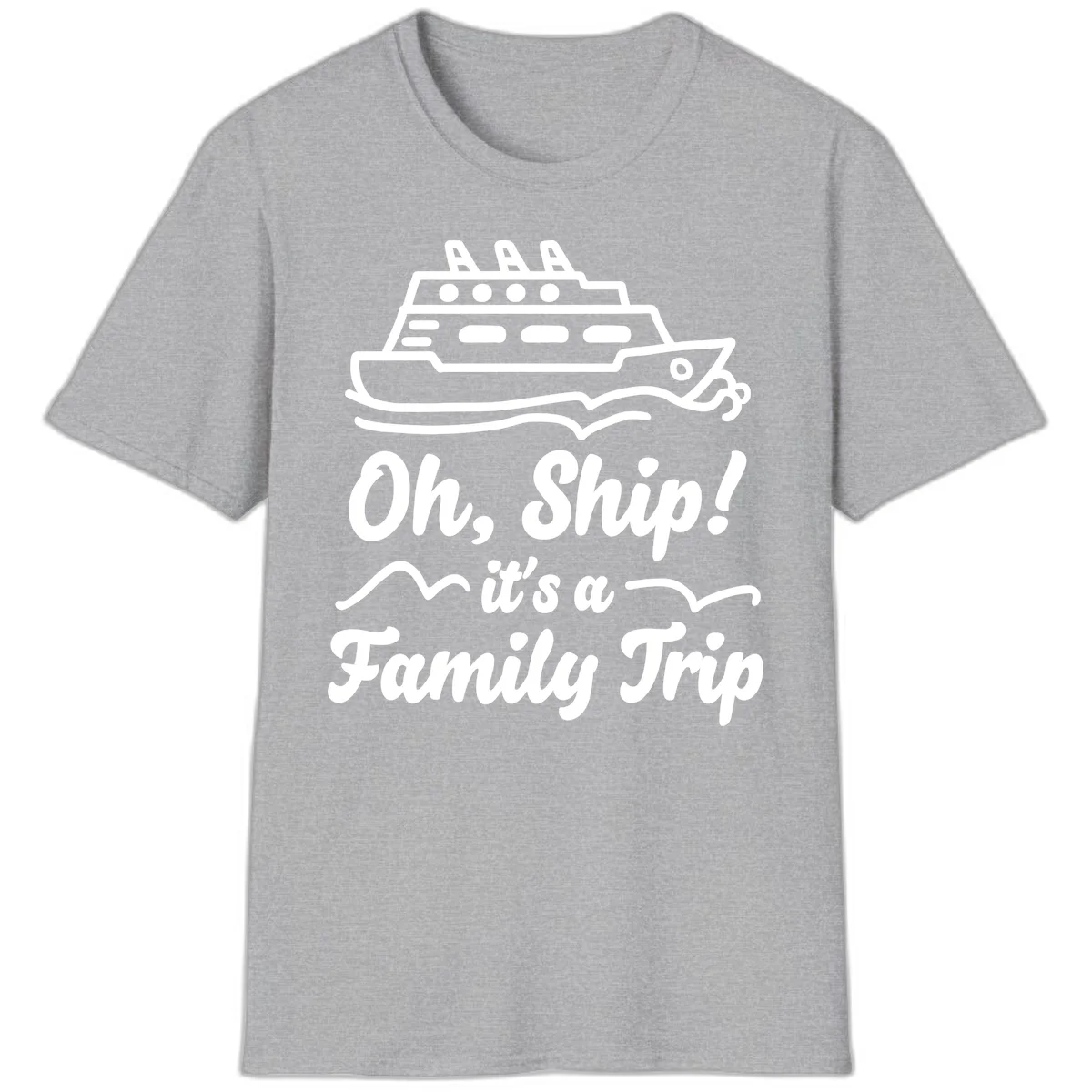 Oh Ship Family Trip T-Shirt in Sport Grey