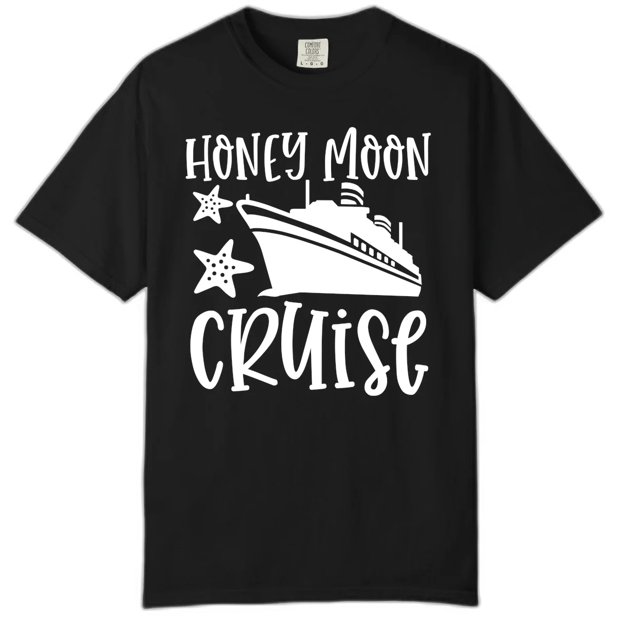 Honey Moon Cruise Comfort Color Tee in Black