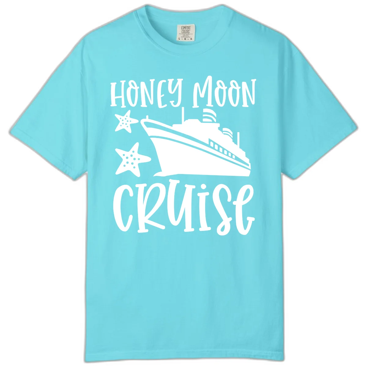 Honey Moon Cruise Comfort Color Tee in Lagoon Blue