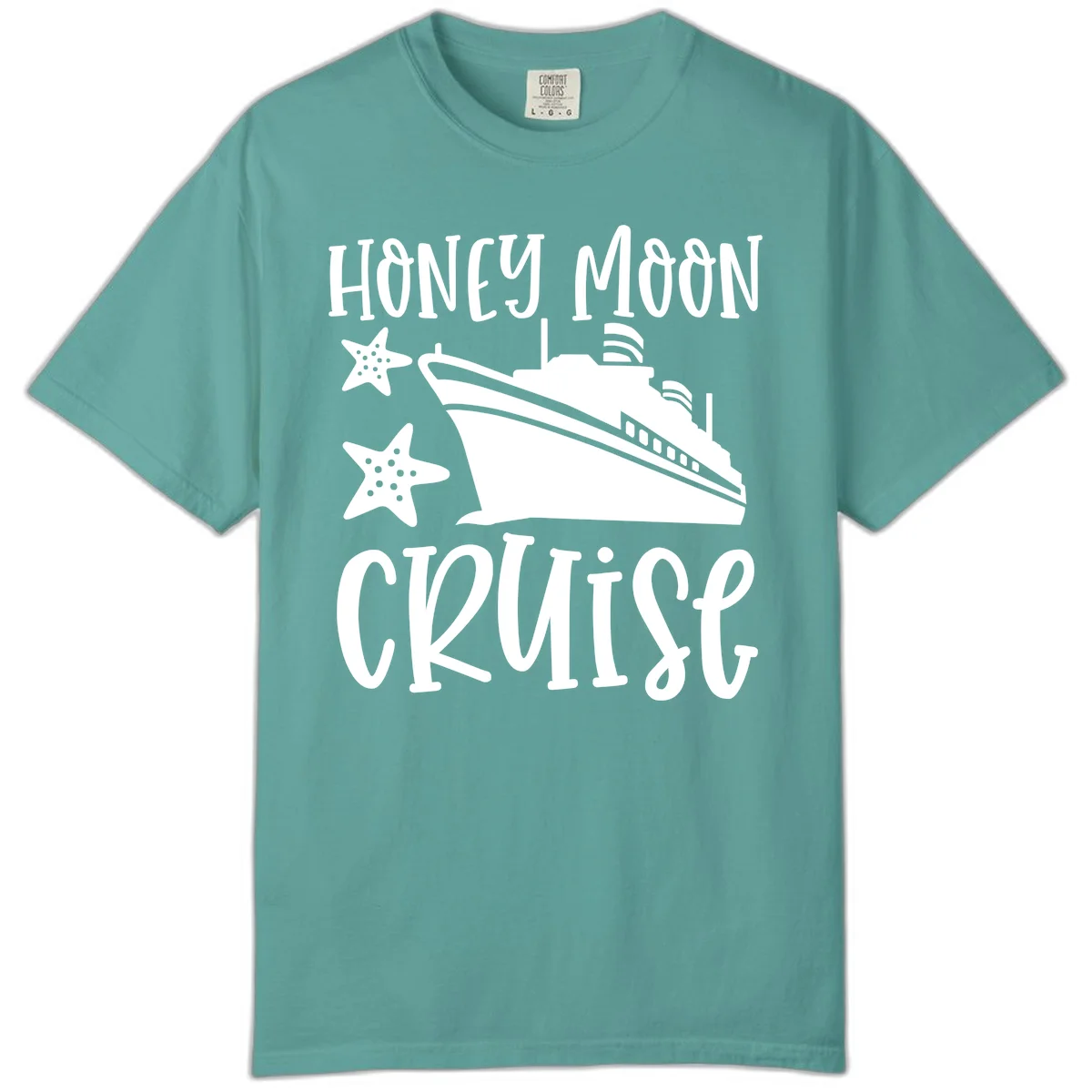 Honey Moon Cruise Comfort Color Tee in Seafoam