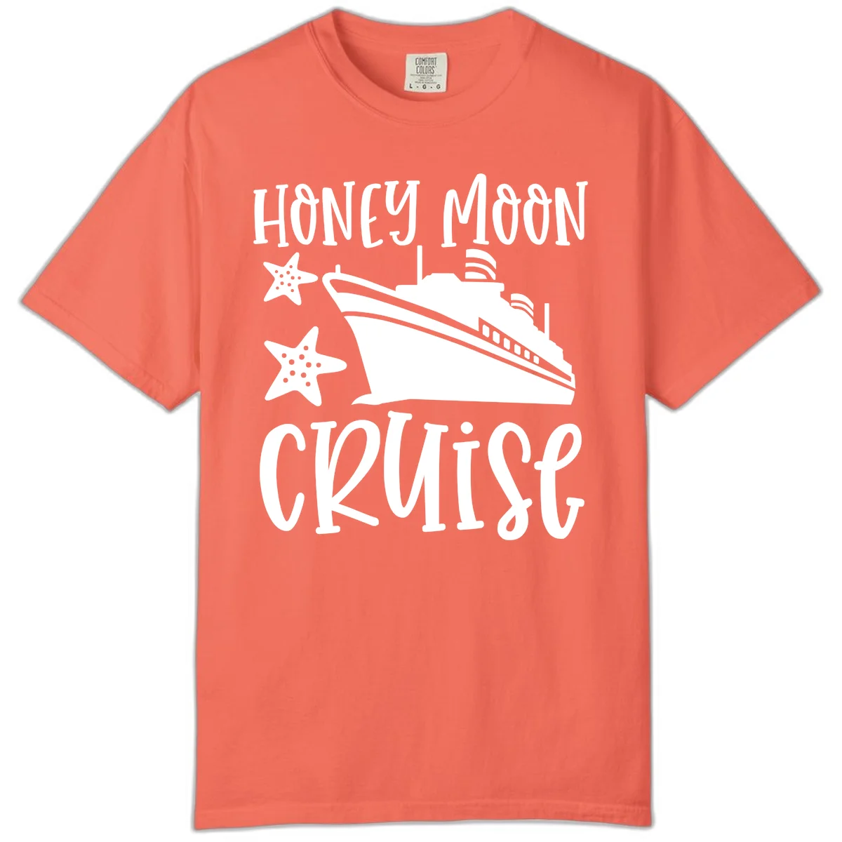 Honey Moon Cruise Comfort Color Tee in Bright Salmon